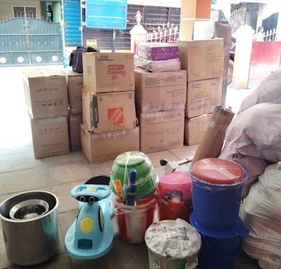 Packed household items ready for transport